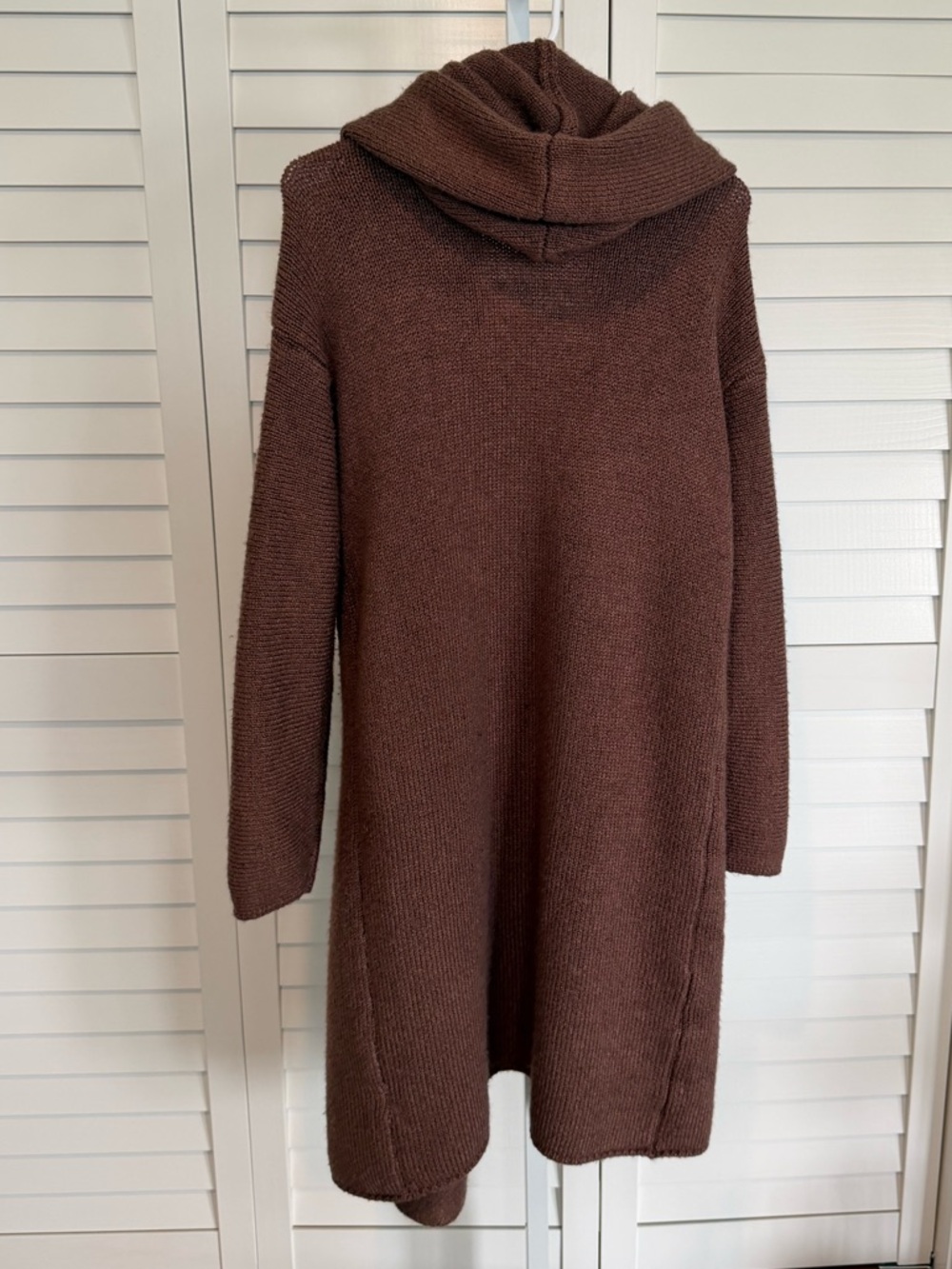 lovestitch Open-Front Hooded Long Cardigan in Rich Brown - Picture 2 of 7